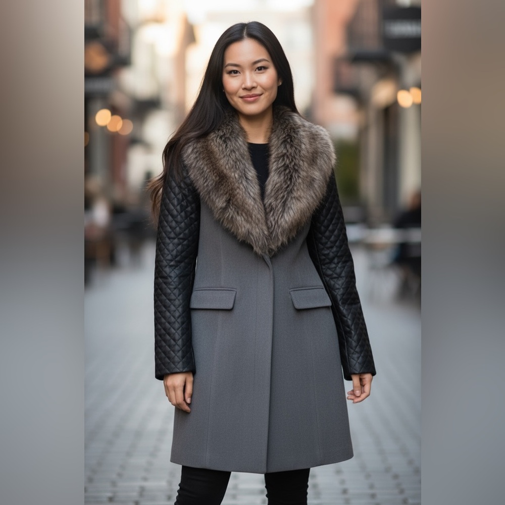 Donna Salyer’s Fabulous Furs Multimedia Jacket Size Medium Grey/Black colored